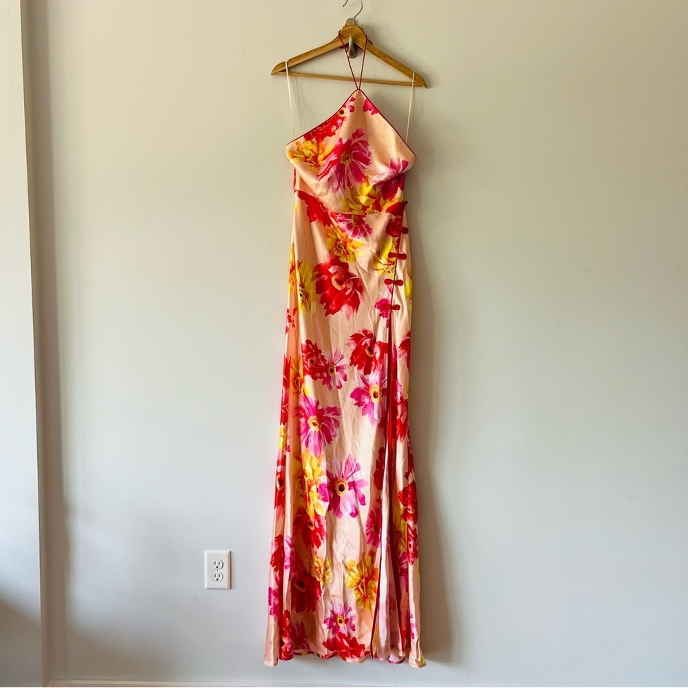 NWT Sau Lee Tess Floral Halter Backless Maxi Gown Size 10 - Picture 2 of 9